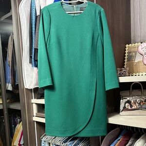 J. Crew Emerald Green Long Sleeve Shift Dress